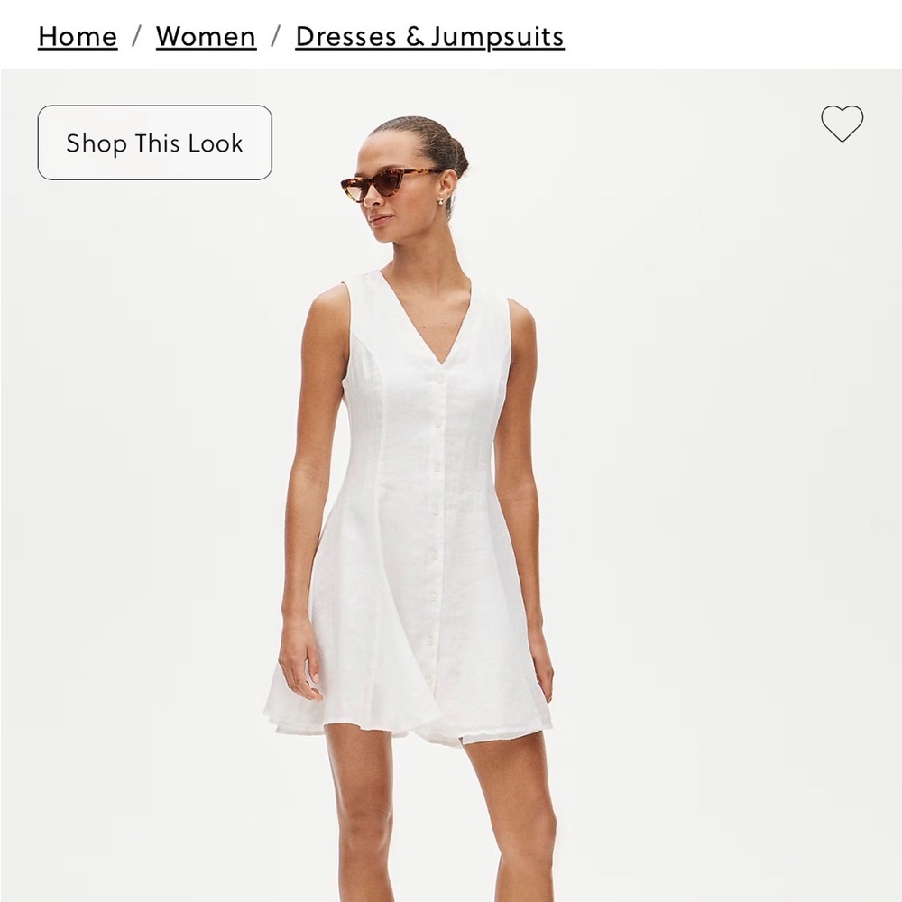 J. Crew White V-Neck linen Mini Dress